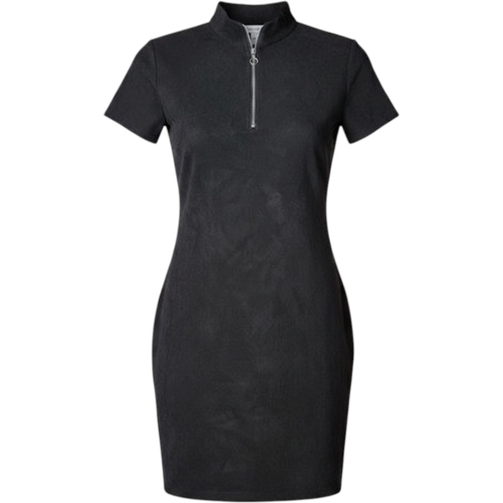 PLUS 1X NWT J is FOR JUSTIFY Black Faux Suede Mock Neck Zip Dress short sleeve A